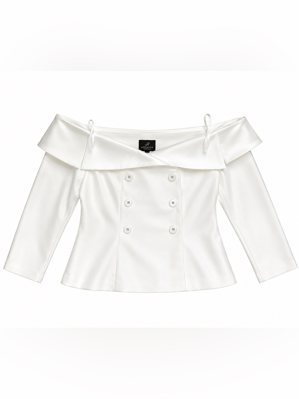NWT ADRIANNA PAPELL WHITE TUXEDO OFF THE SHOULDER TOP